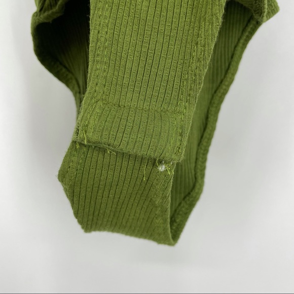 NWT Wild Homey Green Ribbed Tie Front Bodysuit - Picture 4 of 5